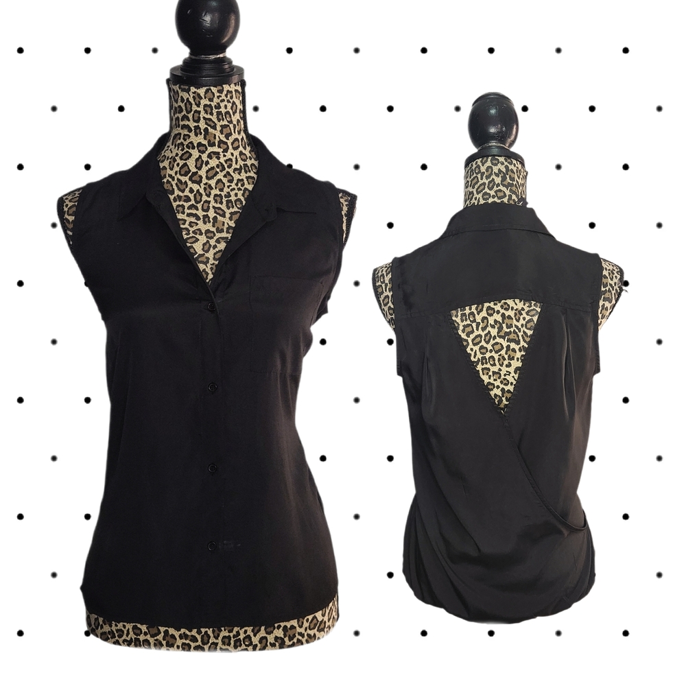 JESSICA SIMPSON Black Sleeveless Blouse with open back (M)